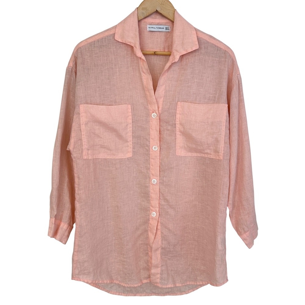 FAITHFULL‎ the Brand 100% Linen Button Down Shirt Womens XS Oversized Relaxed